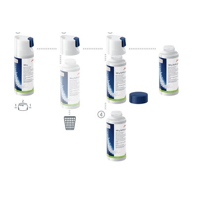 Jura Milchsystem-Reiniger Mini-Tabs 180g + Nachfüllflasche 180g
